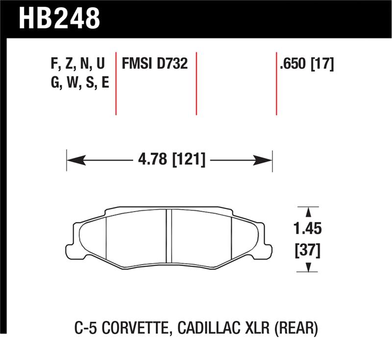 Chevrolet Corvette Brake Pads - Rear - Hawk Performance - HP+ (HP Plus) Compound - `97-`06